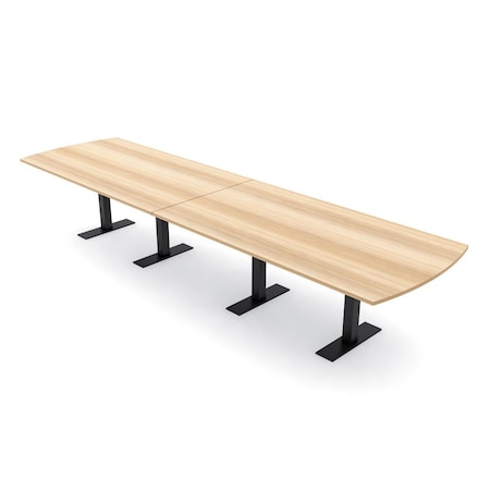 Skutchi Designs 14ft Arc Rectangle Conference Table With Power | Harmony Series | 14 Person Meeting Room Table HAR-AREC-48X168-T.BK-K525-NA