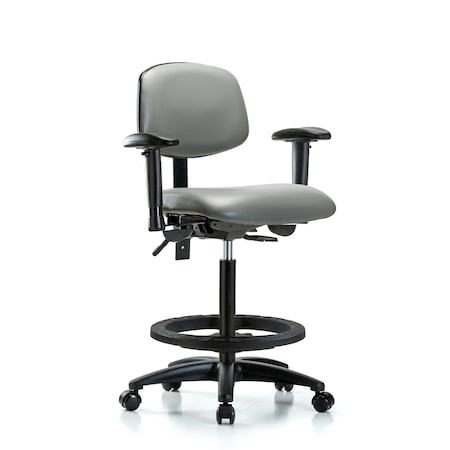 Blue Ridge Ergonomics Vinyl Chair, Vinyl, Adjustable Arms BR-VHBCH-RG-T1-A1-BF-RC-8840