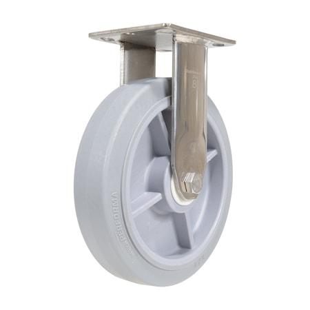 Vestil Thermoplastic Rubber Rigid Caster 8 In. Diameter x 2 In. Width 675 Lb. Capacity Gray CST-E-SS-8X2TPR-R