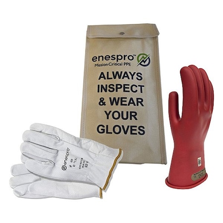 National Safety Apparel Electrical Glove Kit, Leather, Rubber, Red, 9 KITGC00R09