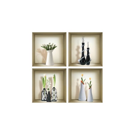 Homeroots Set of Four Ivy Faux Niche 3D Peel and Stick Wall Decals, 4PK 565405