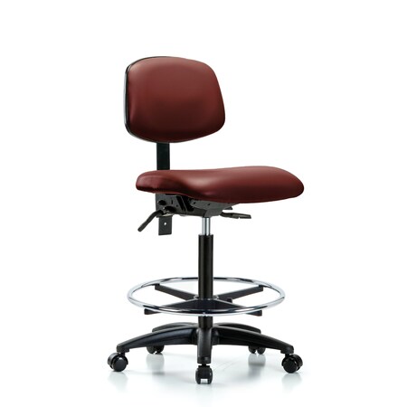 Blue Ridge Ergonomics Vinyl Chair, High Bench, Foot Ring, Casters, Borscht BR-VHBCH-RG-T0-A0-CF-RC-8815