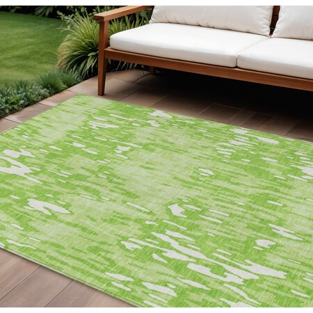 Homeroots 10' X 14' Lime Green And Ivory Striped Washable Indoor Outdoor Area Rug 596691