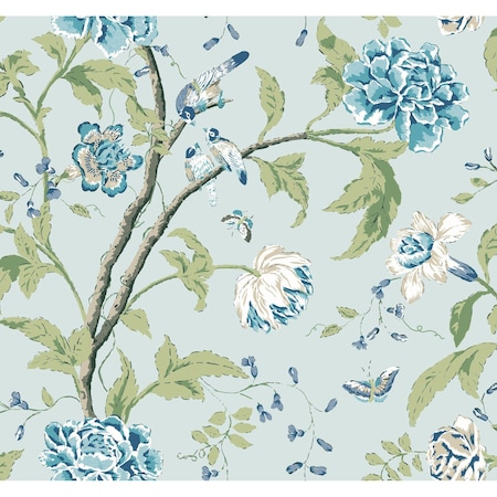York Wallcoverings Teahouse Floral Light Blue Wallpaper BL1784