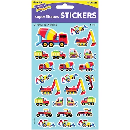 Trend Construction Vehicles superShapes Stickers, Large, 200-Piece Set, 6PK T46304