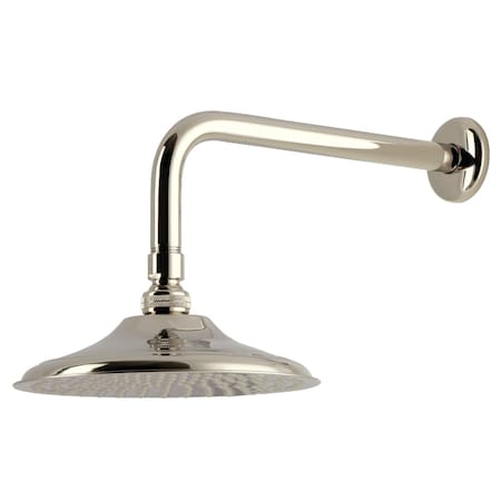 Kingston Brass 7-3/4" Round Raindrop Brass Shower Head with 12" Shower Arm, Polished Nickel K136A6CK