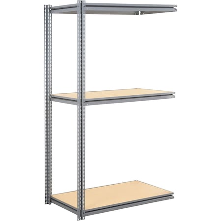 Global Industrial 3 Shelf, Heavy Duty Boltless Shelving Z Beam Add On, 60Wx48Dx96H, Wood Deck B3153686