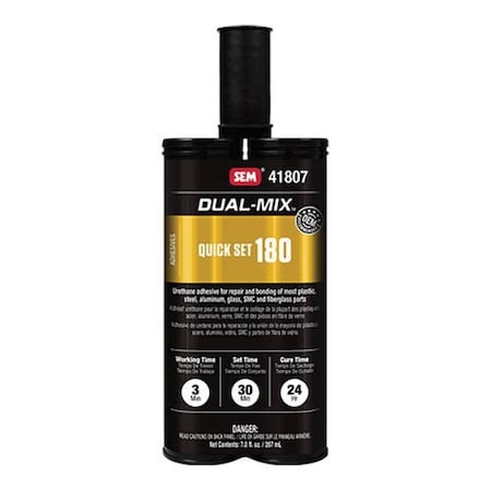 Sem Dual-Mix Quick Set 180 2-Component Urethane Adhesive, 7 oz Cartridge, Liquid, Black 41807
