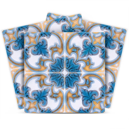 Homeroots 7" X 7" Teal Taupe Sia Removable Peel and Stick Tiles 400228