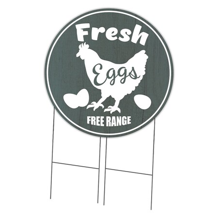 Signmission Corrugated Plastic Sign With Stakes 36in Circular-Farmers Market Fresh Eggs, C-36-CIR-WS-Fresh Eggs C-36-CIR-WS-Fresh Eggs
