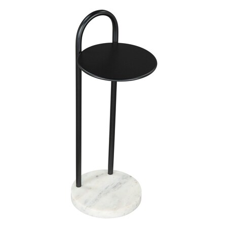 Homeroots 22" Black And White Iron And Marble Round C Table End Table 556554