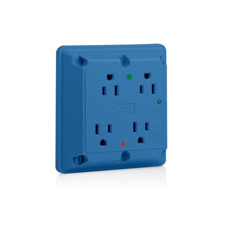 Leviton Surge Protector Four-In-1 Receptacle, 15 Amp, 125 Volt, 5-15R NEMA, Blue 8480-IGB