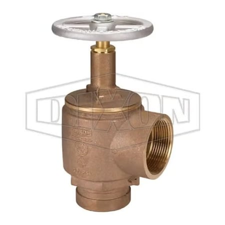 Dixon Angle Hose Valve, 2-1/2 in Nominal, Grooved x FNPT End Style, Cast Brass Body, Domestic AVGF250