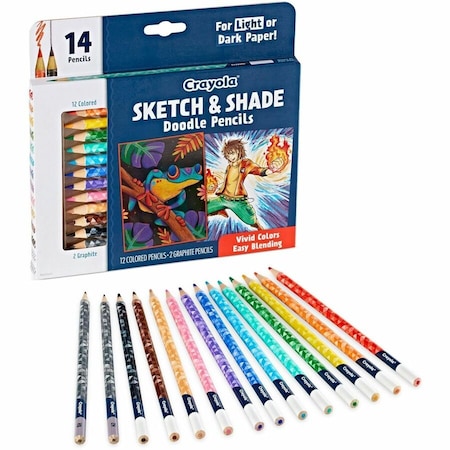 Crayola Doodle & Draw Sketch & Shade Doodle Pencil, 14 Colors, 2PK 68-2116