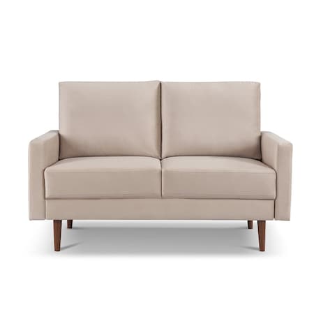 Homeroots 57" Beige And Dark Brown Velvet Loveseat 543721