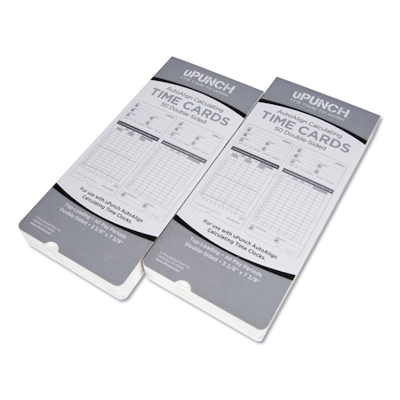 Upunch Time Clock Cards for HN2000/HN4000/HN4600, Two Sides, 7.5 x 3.5, 100PK HNTCL2100