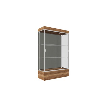 Ghent 76''H x 48''W x 20''D Edge Display Case 12'' Base w/ Slate Back & Satin Frame 94LFSL-SN-PUO