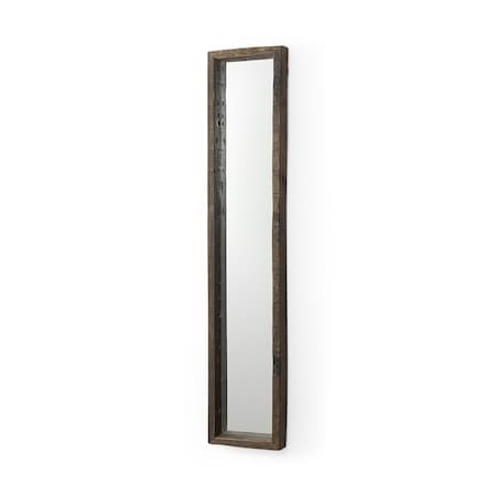 Homeroots 12" Brown Solid Wood Framed Accent Mirror 607300