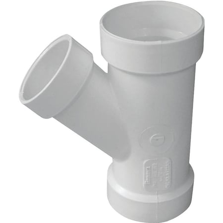 Genova CANPLAS Reducing Pipe Wye, 3 x 3 x 2 in, Hub, PVC, White, SCH 40 Schedule 192326L