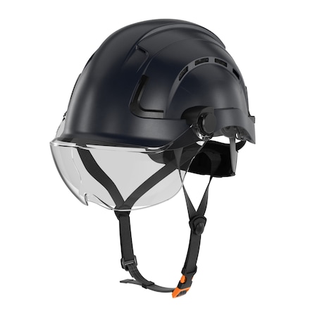 Defender Safety H2-CH Safety Helmet w/ Clear Visor - Type 2 Class C, ANSI Z89 and EN12492 rated, Black H2-CH-06V