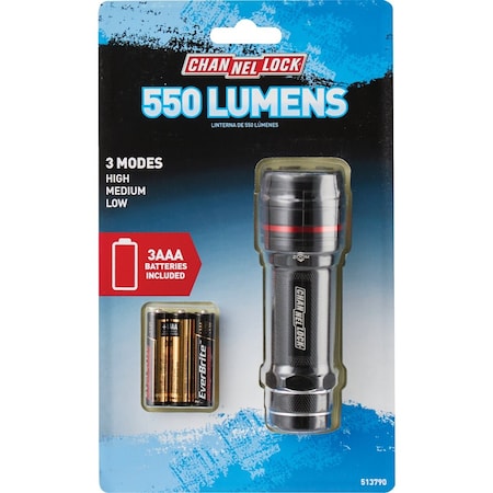 Channellock 550 Lm. Zoom Aluminum LED Flashlight 513790