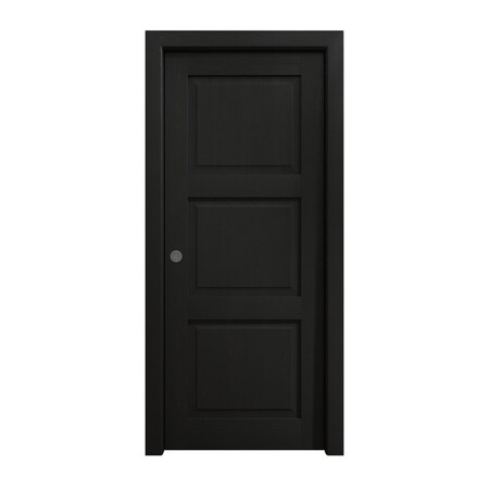 Sartodoors Sliding Pocket Door 28 x 96 inches, Ego 5010 Painted Black Oak, Kit Rail Hardware, Solid Wood Int EGO5010PD-CHK-2896
