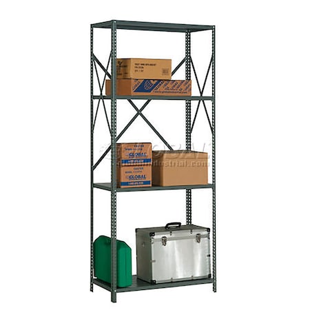 Global Industrial 4 Shelf, Open Steel Shelving, 36"W x 30"D x 85"H, Starter, 20 GA, Gray 234204A