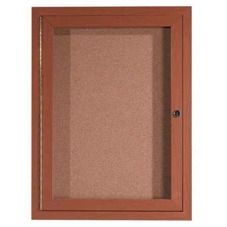 Aarco Enclosed Natural Pebble Grain Cork Bulletin Board w/ Oak Wood Look Finish Al Frame, 36''Hx24''W DCCO3624R