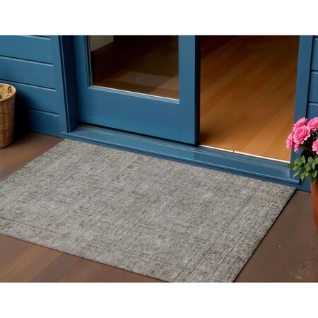 Homeroots 3' X 5' Gray And Silver Southwestern Washable Indoor Outdoor Area Rug 587050