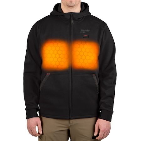 Milwaukee Tool Men's Heated Hoodie, Up to 8 hours Time, Zipper Closure, Black, Size 2XL M200B-212X