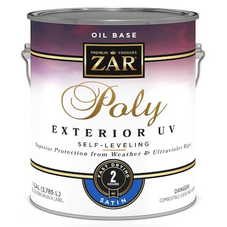 Zar Poly Uv Gal UGL Clear Zar, Poly UV Exterior Oil-Based Ultraviolet Polyurethane Finish, Satin 34113