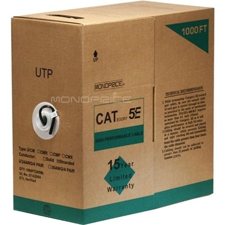 Monoprice Cat5E Utp Stranded, cm, 1000 ft., Black 886