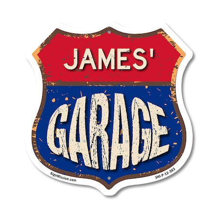 Signmission James's Garage, 12 Inch X 12 Inch, Plastic Sign SHI-P-12-383-JAMES