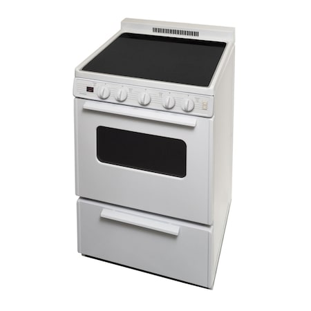 Premier Electric Range, 24 inW x 37.5 inH x 26 inD, 2.97 cu. ft. Oven, Smooth Glass Top Stove, White 805708