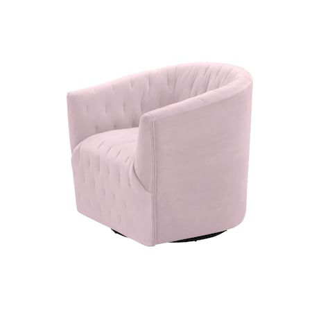 Homeroots 31" Blush And Black Velvet Tufted Swivel Barrel Chair 533975