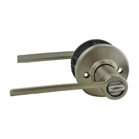 Kwikset Ladera Lever, Round Rose Entry Door Lock SmartKey, and 6AL Latch, RCS Strike Satin Nickel Finish 405LRLRDT-15S