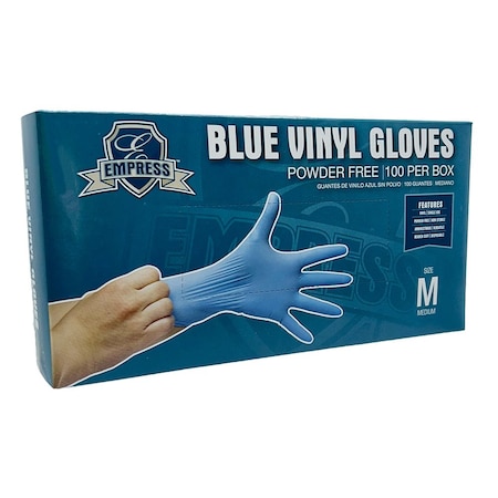 Hospeco PolarNite, Disposable Gloves, 4 mil Palm, Nitrile, Powder-Free, M, 100 PK, White EVPFM7002BLU