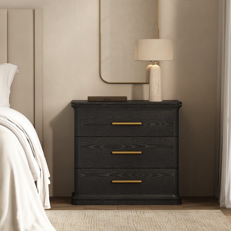 Manhattan Comfort Clifford Nightstand in Black (3-Drawer) NS1564-2