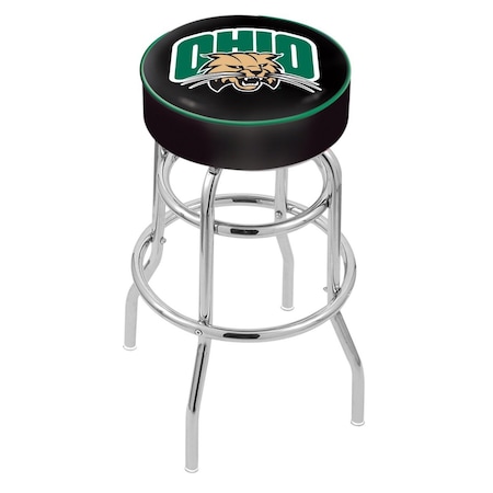 Holland Bar Stool Co 25" Ohio University Cushion Seat, 2-Ring Chrome Swivel Bar Stool L7C125UnivOH