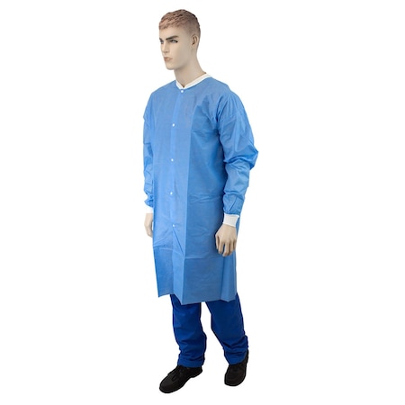 Dynarex Disposable Lab Coat w/out Pockets, Medium, Blue, 30PK 1993