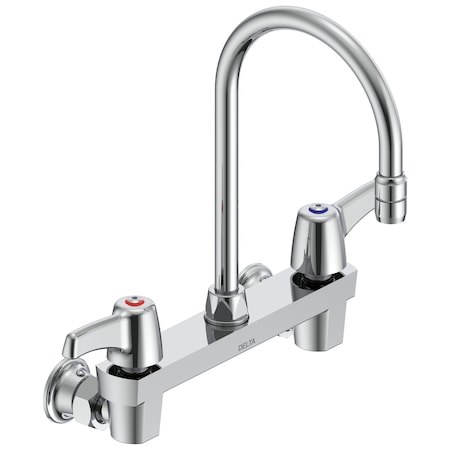 Delta Commercial 28C3 / 28C4 / 28C6 Two Handle 8 In Wallmount Service Sink Faucet In Chrome 28C4943