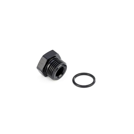 Hps Performance -8 AN Fittings Plug, Port Thread with O-Ring, Aluminum, Black AN814-8