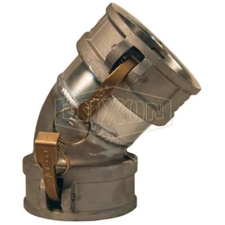 Dixon 45Deg Cam and Groove Elbow, 6 in, Female Coupler, Aluminum, Domestic 600DD-45AL