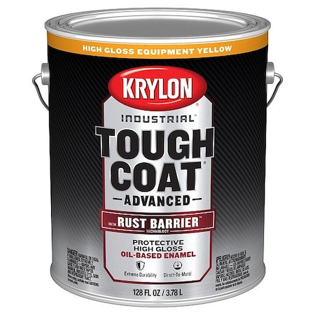 Krylon Exterior Protective Coating, Gloss, Oil/Alkyd Base, Yellow, 1 gal K00481008