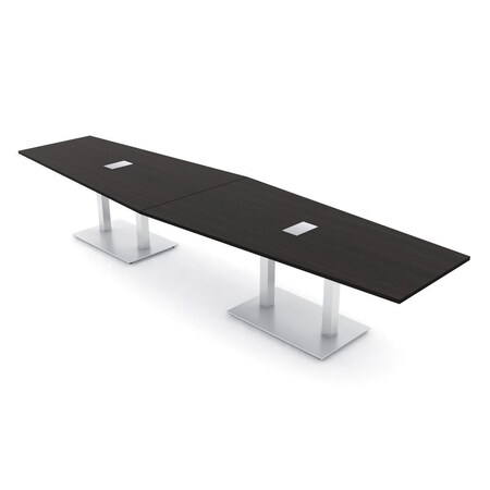 Skutchi Designs Hexagon Conference Table With Power Unit, 48 in W, 168 in L, Black HAR-HEX.IR-48X168-DOU-U999ST19-ESIL