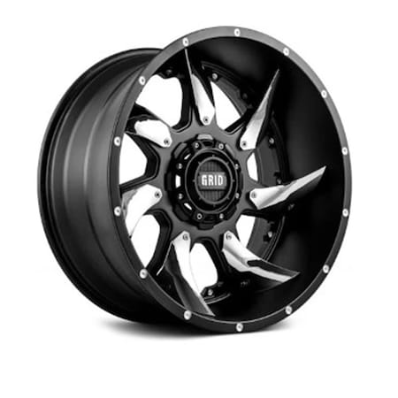 Hard Top 12952M1587 20 x 9.0 in. GD1 Grid Off-Road Wheels, Matte Black with Chrome Inserts HA1095625