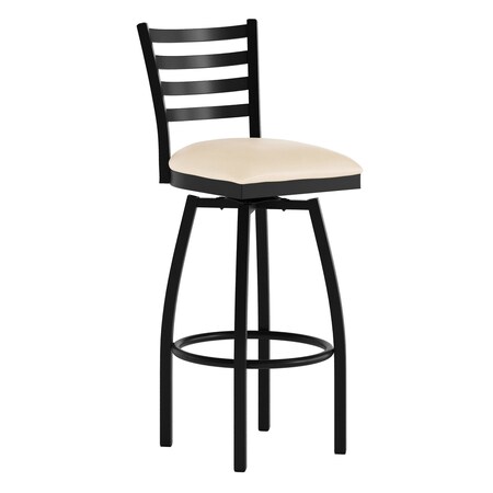 Flash Furniture HERCULES Black Ladder Back Swivel Metal Barstool - Tan Vinyl Seat XU-6F8B-LADSWVL-TNV-GG