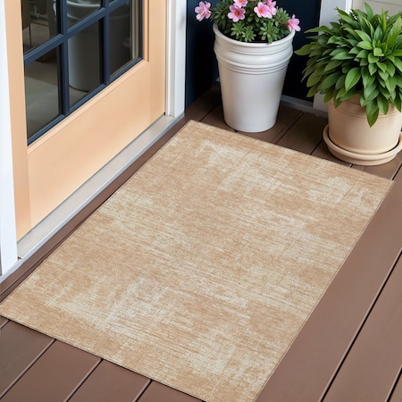 Homeroots 3' X 5' Coral And Salmon Abstract Washable Indoor Outdoor Area Rug 588774