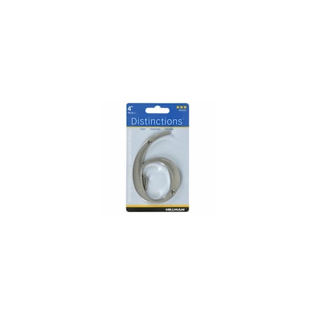 Hillman Number Distinctions 4" Silver Zinc Die-Cast Screw-On 6 Brushed Nickel 843326