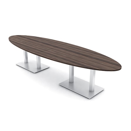 Skutchi Designs Oval Conference Table With Power, 48 in W, 120 in L, Brown HAR-OVL-48X120-DOU-H3041-NA
